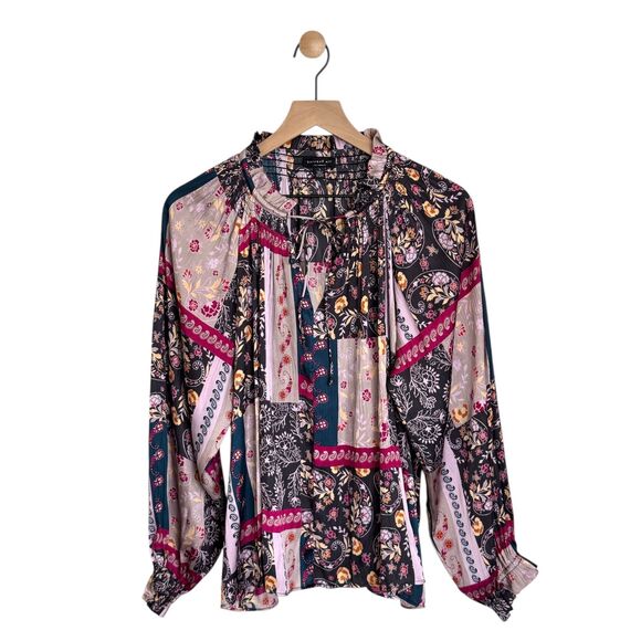 Anthropologie Current Air Paisley Peasant Blouse Long Sleeve | Size L - Picture 1 of 8